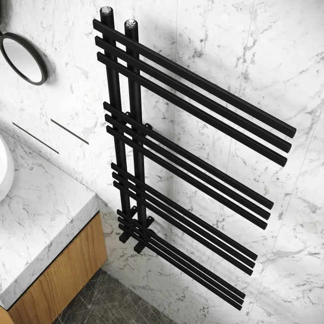 Madrid Matt Black Designer Heated Towel Rail 1200x600mm