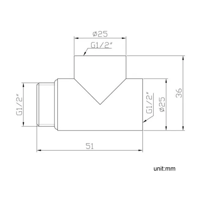 Dual Fuel Matt Black T Piece Connector For Towel Rails & Radiators