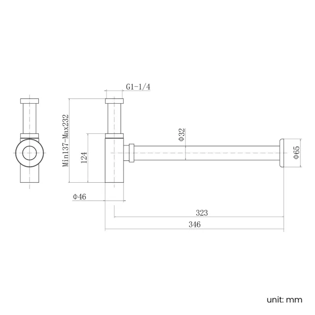 Matt Black Square Solid Brass Bottle Trap