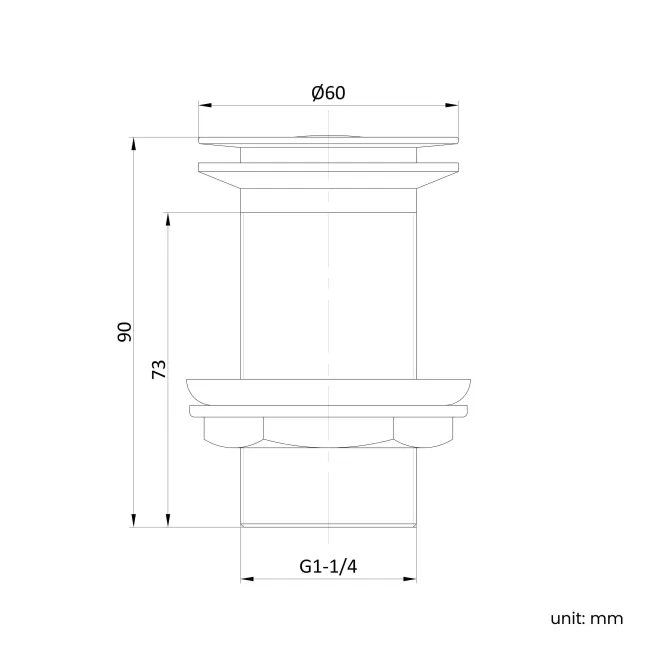 Matt Black Pop Up Basin Waste - Unslotted