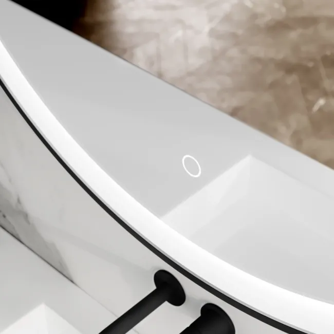 Mollie Black Framed Round Illuminated LED Mirror 800mm