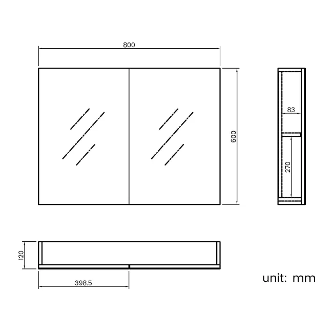 Gloss White Mirror Cabinet 800mm