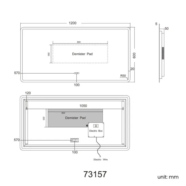 Evelyn Illuminated LED Mirror With BLUETOOTH Speaker 600x1200mm