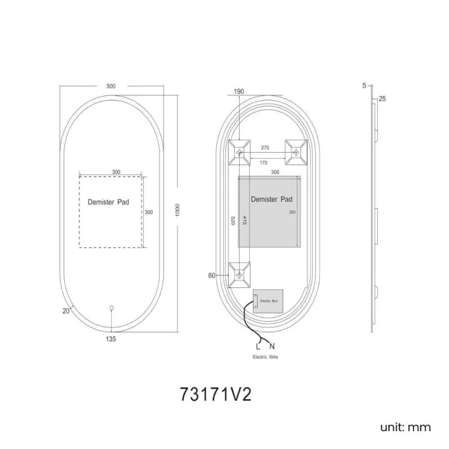 Emilee Oval Illuminated LED Mirror 1000x500mm