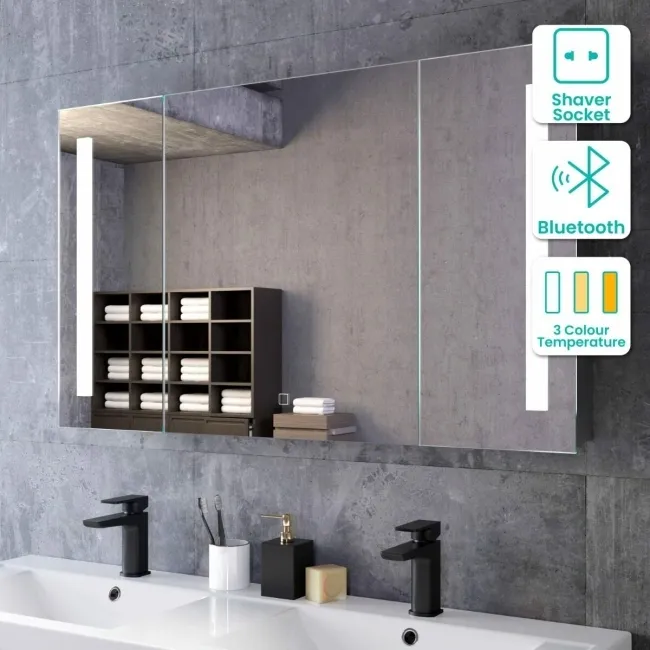 Emielia Illuminated LED Mirror Cabinet With BLUETOOTH Speaker 600x1000mm