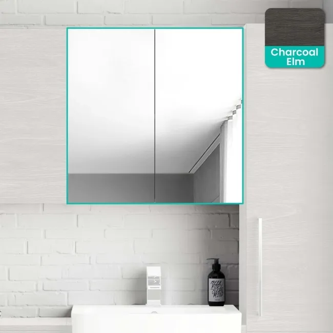 Charcoal Elm Mirror Cabinet 600mm