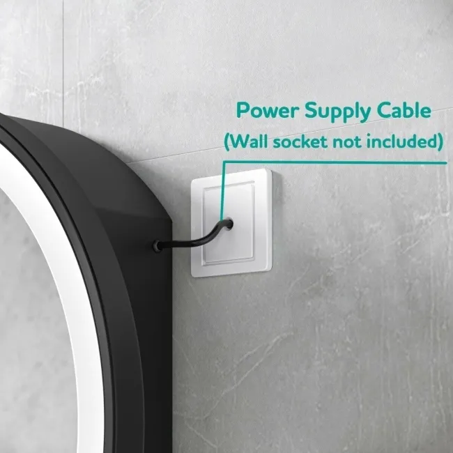 Mollie Black Framed Round Illuminated LED Mirror Cabinet 600mm