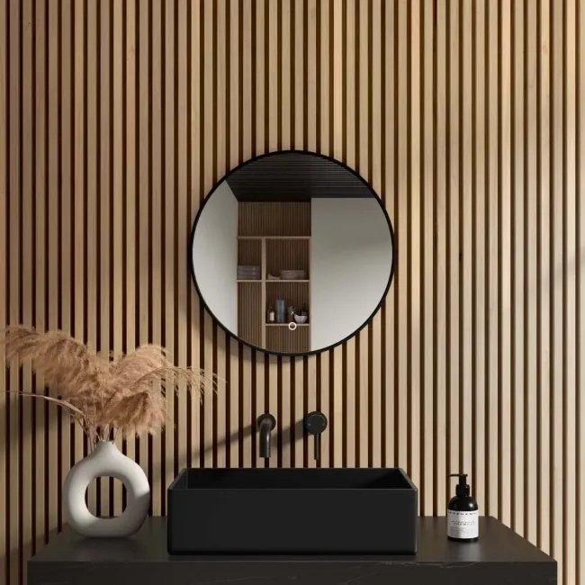  Mollie Black Framed Round Backlit llluminated LED Mirror 500mm 