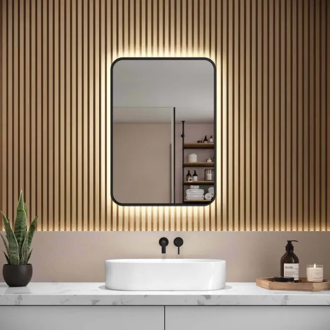 Olivia Black Framed Backlit llluminated LED Mirror 700x500mm