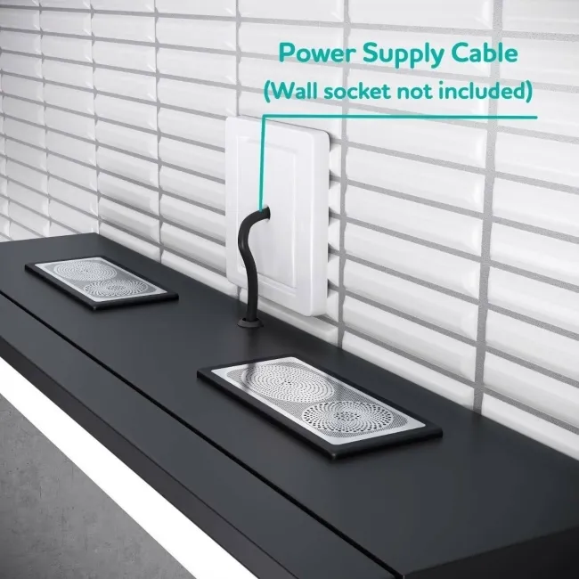 Mia Black Framed Illuminated LED Mirror Cabinet With BLUETOOTH Speaker & USB Port 710x600mm