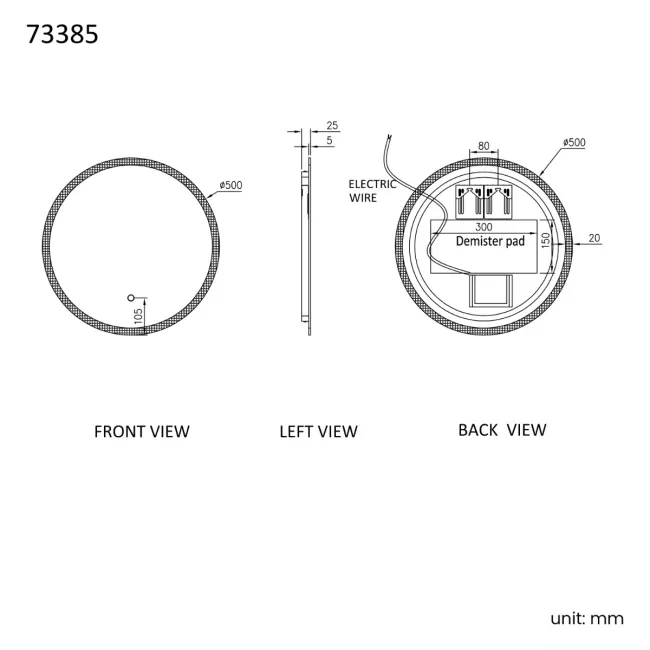 Grace Round Illuminated LED Mirror 500mm