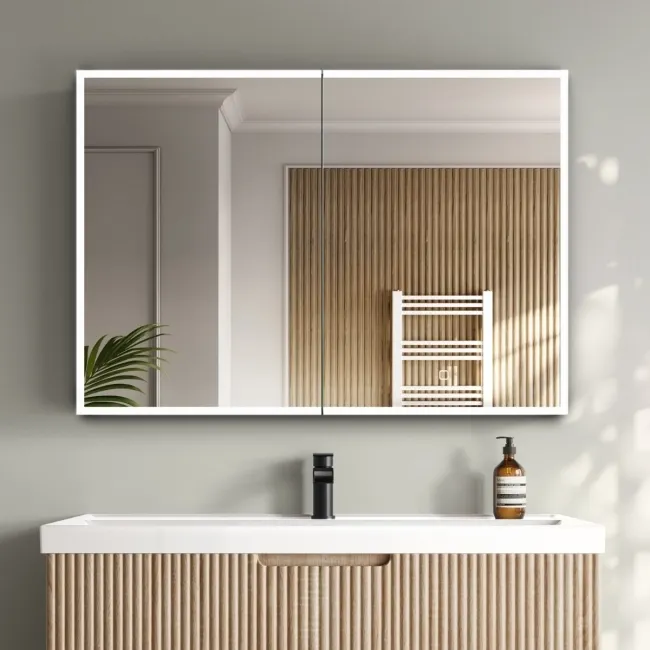 Esme Matt Black Illuminated LED Recessed Mirror Cabinet 700x1000mm