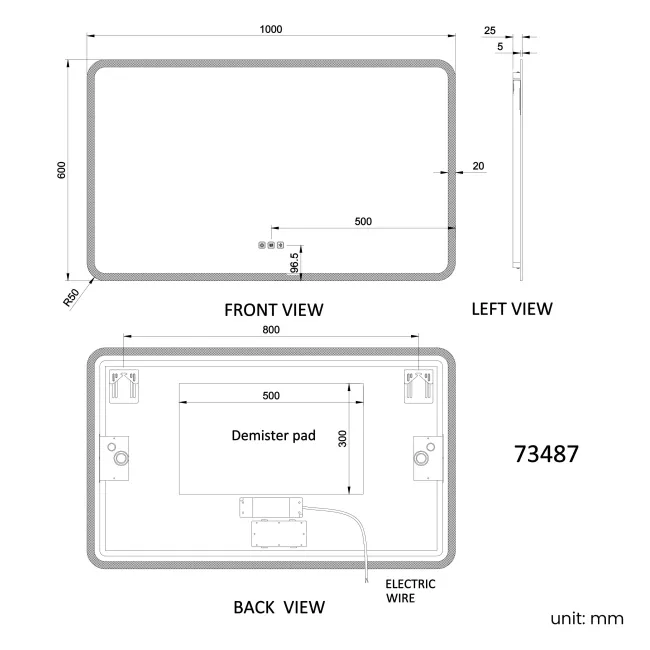 Jolie Illuminated LED Mirror With BLUETOOTH Speaker 600x1000mm
