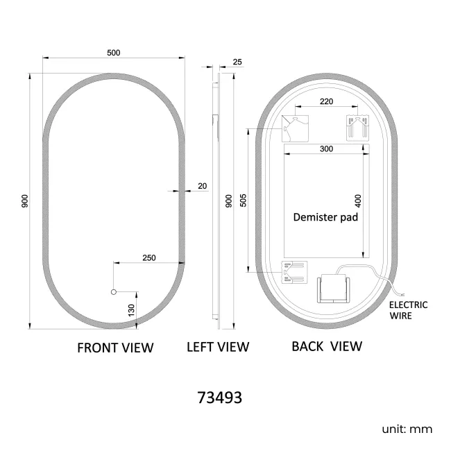 Alisha Oval Illuminated LED Mirror 900x500mm