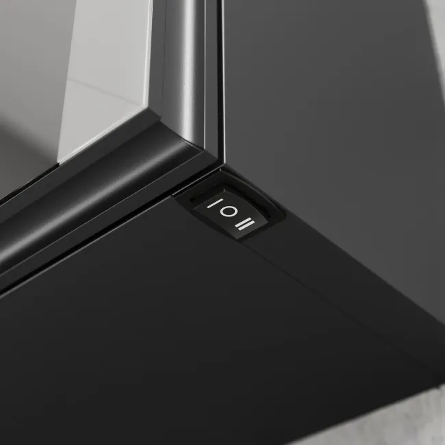 Selma Battery Operated Matt Black Illuminated LED Mirror Cabinet 600x450mm