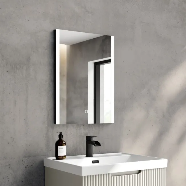 Selma Matt Black Illuminated LED Recessed Mirror Cabinet 600x450mm