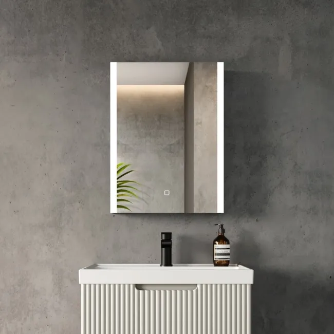 Selma Matt Black Illuminated LED Recessed Mirror Cabinet 600x450mm