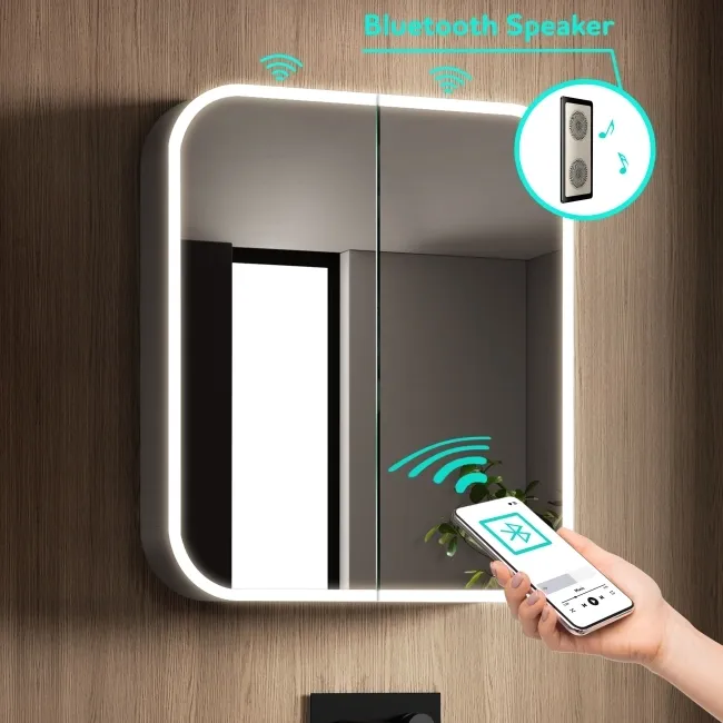 Willow Illuminated LED Mirror Cabinet With BLUETOOTH Speaker & USB Port 700x600mm