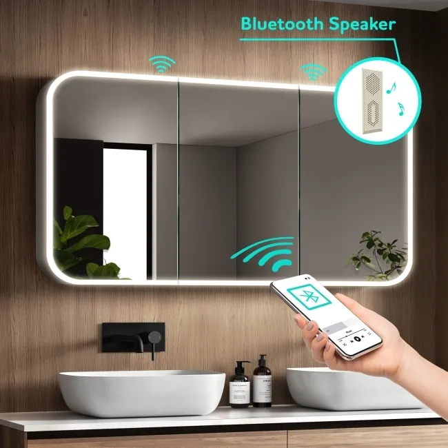 Willow Illuminated LED Mirror Cabinet With BLUETOOTH Speaker & USB Port 700x1200mm
