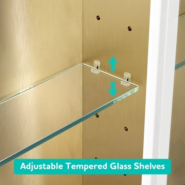 Margot Brushed Brass Illuminated LED Mirror Cabinet 700x500mm