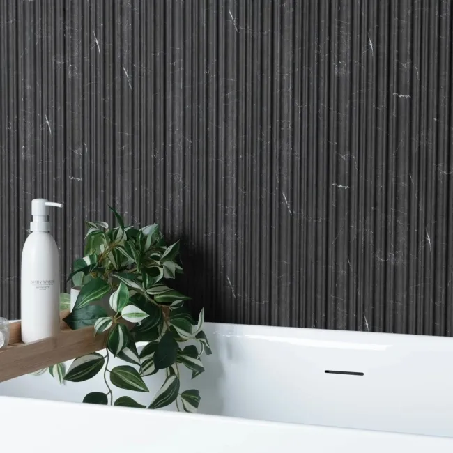 Trepanel Aqua 3D® Waterproof Dark Grey Marble Effect Grooved Wall Panel 3 Pack (Covers 0.87 SQM)