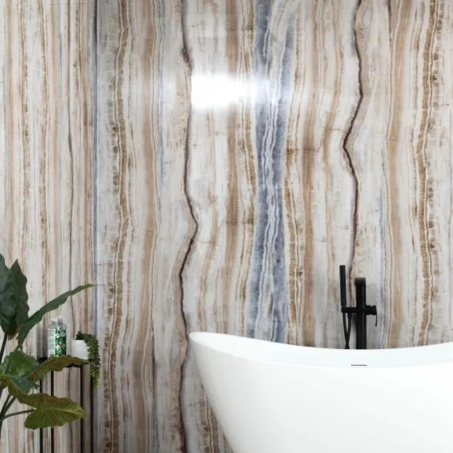 Trepanel Aqua Luxe® Onyx Multicolour Marble Effect Embossed Gloss SPC XXL Wall Panel