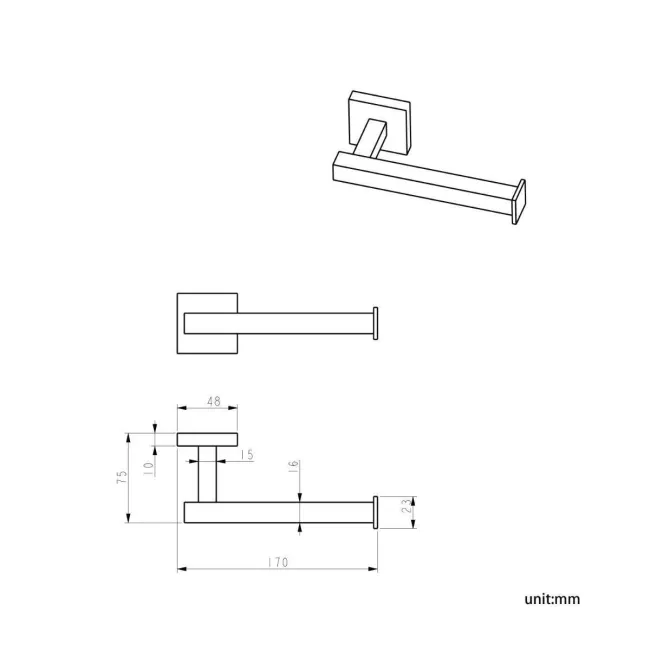 Isla chrome Square Toilet Roll Holder