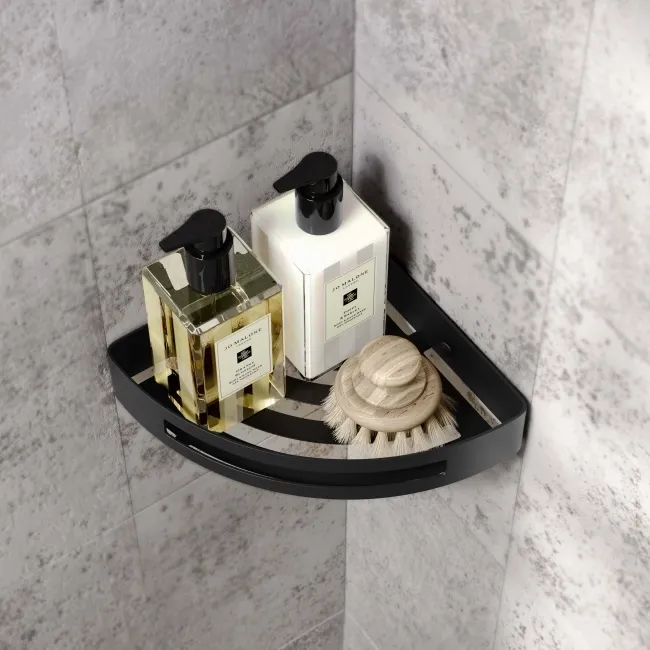 Ivy Matt Black Corner Soap Basket