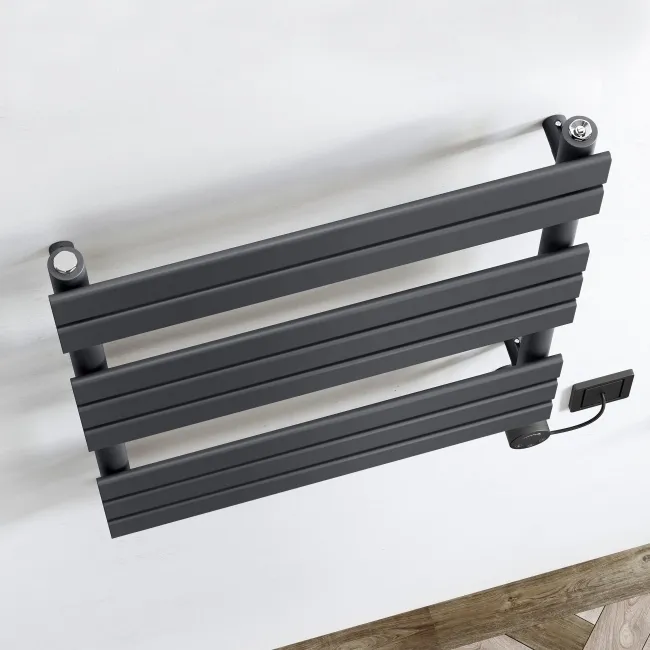 Santorini Electric Anthracite Flat Panel Heated Towel Rail 800x600mm