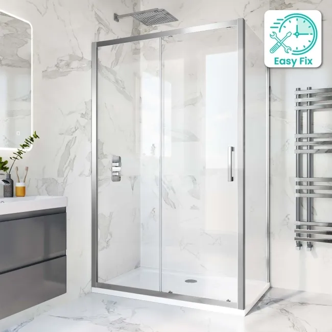 Hamburg Easy Clean 8mm Sliding Shower Enclosure 1200x760mm - Easy Fix Feature