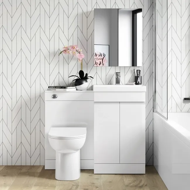 Trent Gloss White Combination Vanity Basin and Aruba Toilet 1000mm