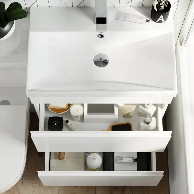 Trent Gloss White Combination Basin Drawer and Miami Toilet 1100mm