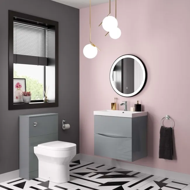 Austin Stone Grey Basin Drawer Vanity 600mm and Denver Back To Wall Toilet Set