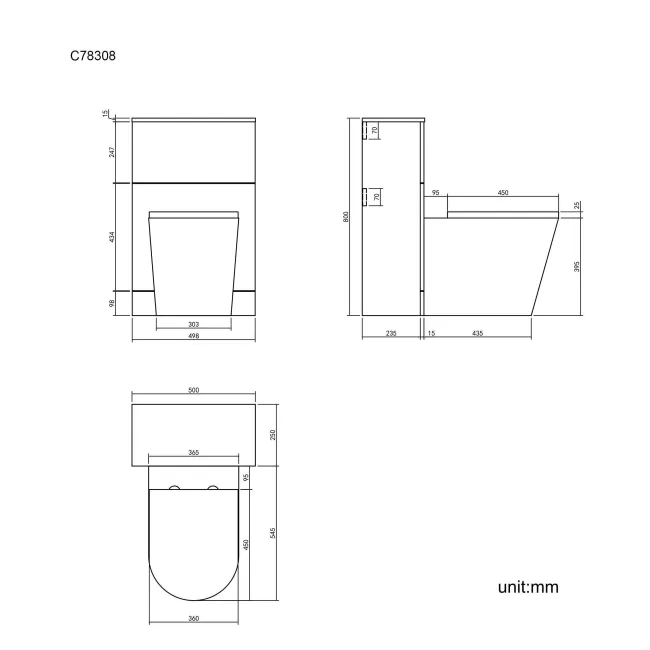 Austin Stone Grey Slimline Back To Wall Unit and Boston Toilet