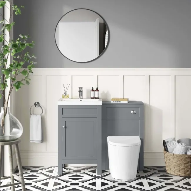 Bermuda Dove Grey Combination Vanity Basin and Boston Toilet 1000mm