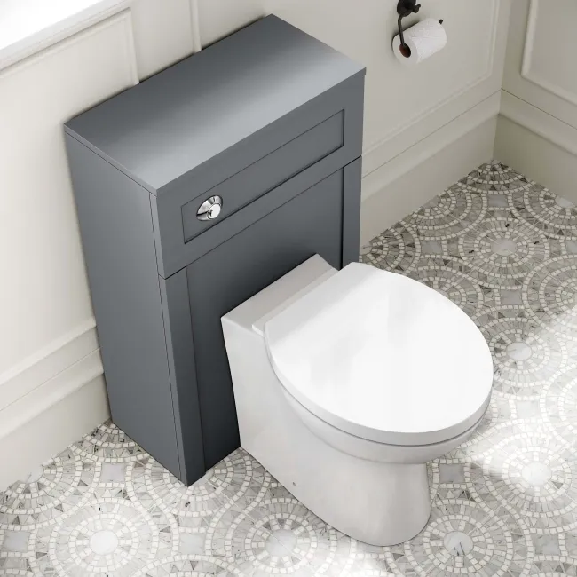 Milos Fog Grey Combination Vanity Basin and Austin Toilet 1000mm - Chrome Handles