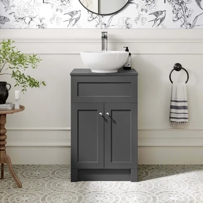 Milos Slate Grey Vanity with Mesa Basin 500mm - Chrome Handles