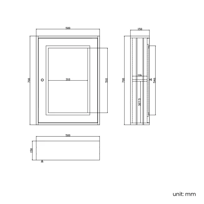Graphite Grey Mirror Cabinet 700x500mm