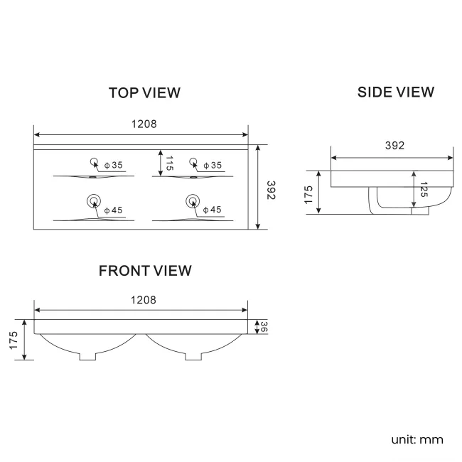 Malta Fluted Matt Black Wall Hung Drawer Vanity with Matt Black Double Basin 1200mm
