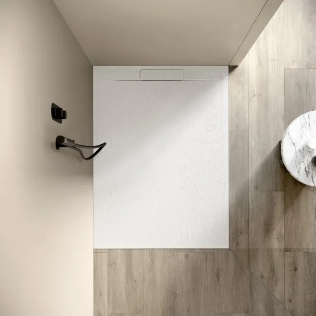 Tokyo Rectangular Matt White Slate Texture Stone Shower Tray 1200x800mm