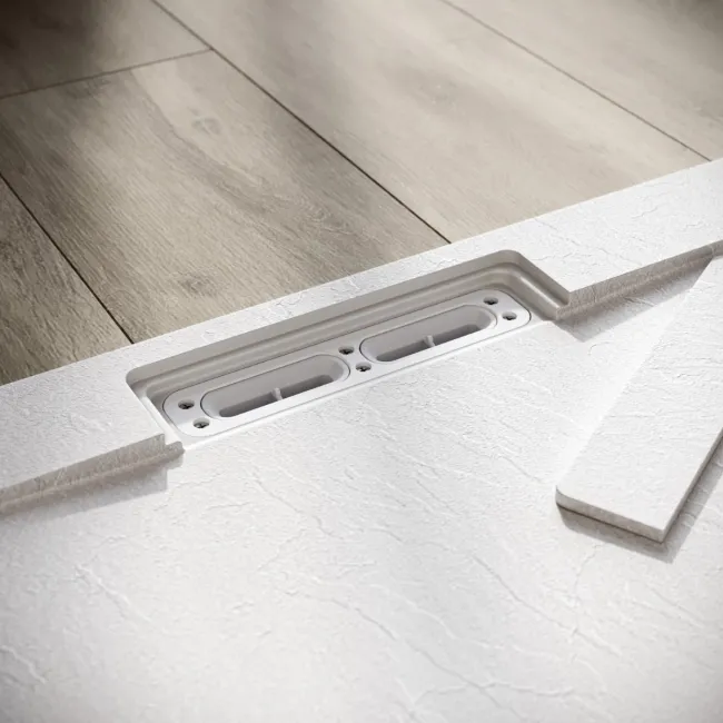 Tokyo Rectangular Matt White Slate Texture Stone Shower Tray 1800x900mm