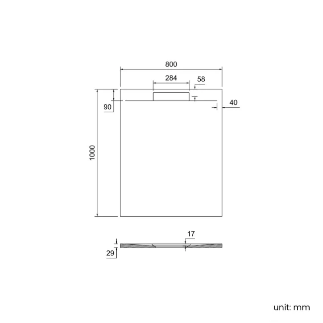 Tokyo Rectangular Matt Grey Slate Texture Stone Shower Tray 1000x800mm