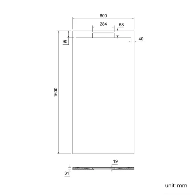 Tokyo Rectangular Matt Grey Slate Texture Stone Shower Tray 1600x800mm