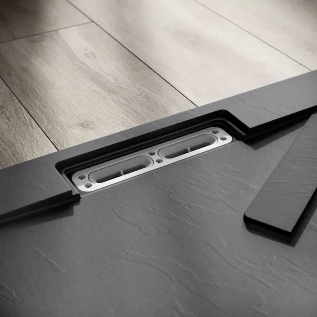 Tokyo Rectangular Matt Grey Slate Texture Stone Shower Tray 1700x900mm