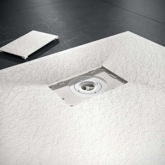 Berlin Rectangular Matt White Slate Effect SMC Composite Shower Tray 1200x900mm