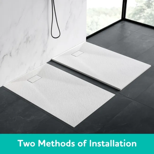 Berlin Rectangular Matt White Slate Effect SMC Composite Shower Tray 1600x900mm