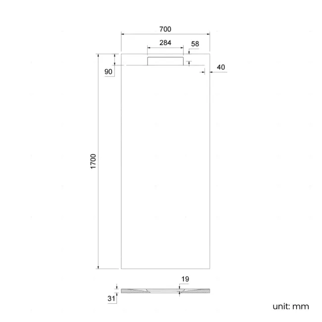 Tokyo Rectangular Matt White Slate Texture Stone Shower Tray 1700x700mm
