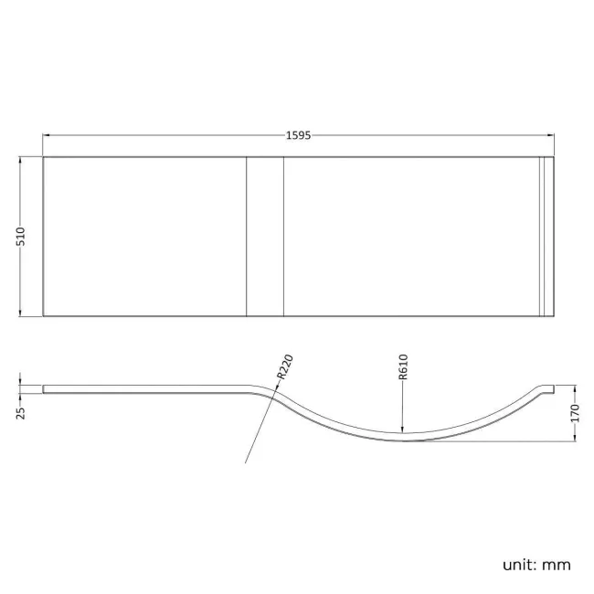 P Shaped 1600 Shower Bath with Front Panel & 6mm Easy Clean Screen with Rail - Left Handed