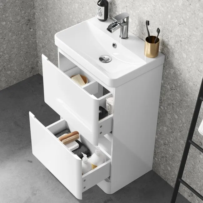 Corsica Gloss White Slimline Basin Drawer Vanity 500mm