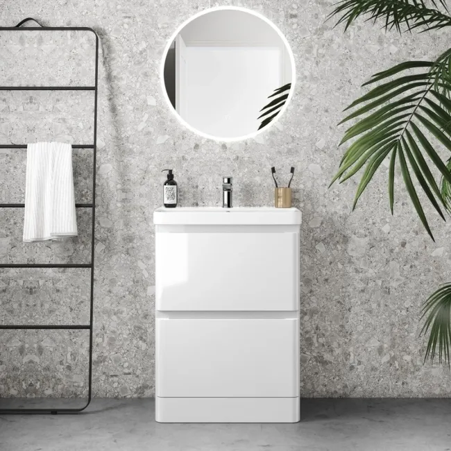 Corsica Gloss White Slimline Basin Drawer Vanity 600mm